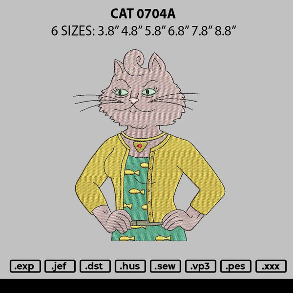 Cat 0704a Embroidery File 6 sizes