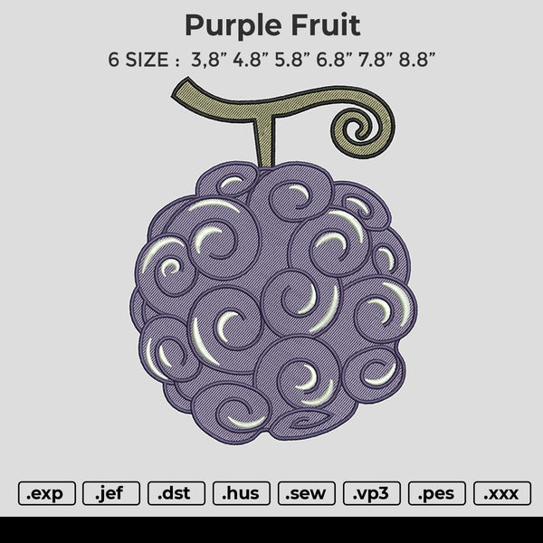 Purple fruit Embroidery File 6 size