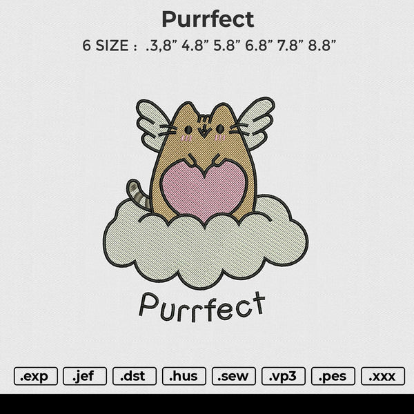 Purrfect Embroidery File 6 size