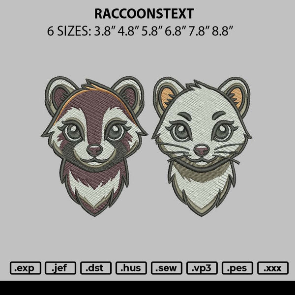 Raccoons 1503 Embroidery File 6 sizes