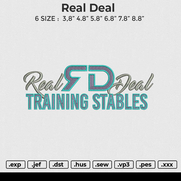 Real Deal Embroidery File 6 size