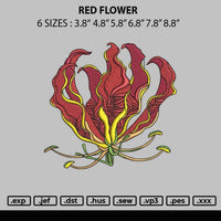 Red Flower Embroidery File 6 sizes