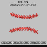 Red Lists Embroidery File 6 sizes