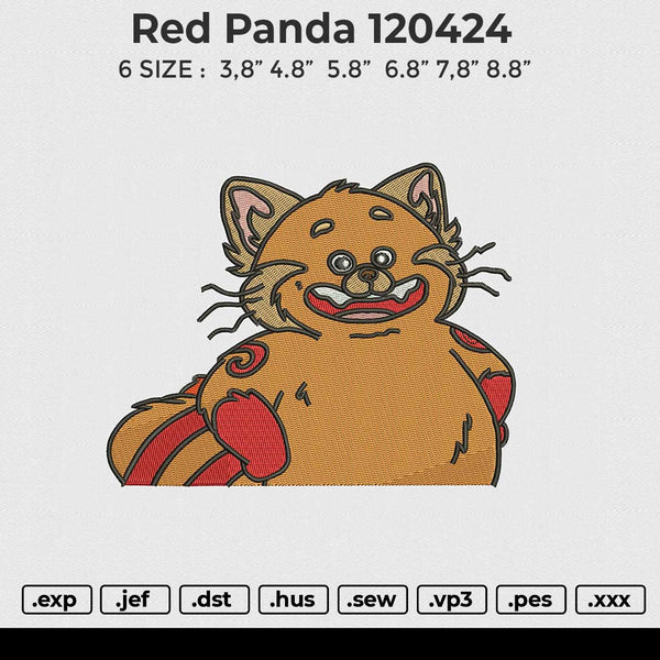 Red panda 120424 Embroidery File 6 size