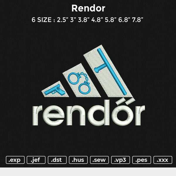 Rendor Embroidery File 6 size