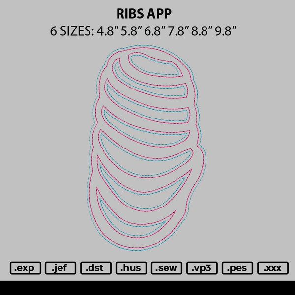 Ribs App Embroidery File 6 sizes