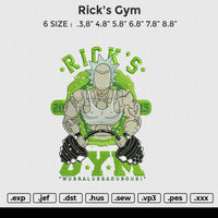 Rick's Gym Embroidery File 6 size