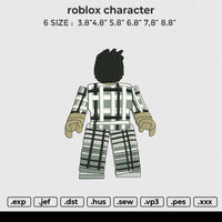 roblox character Embroidery File 6 size