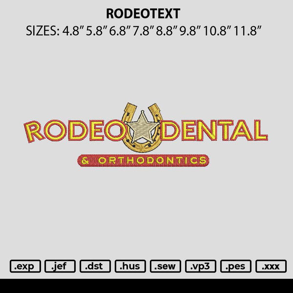 Rodeotext Embroidery File 6 sizes