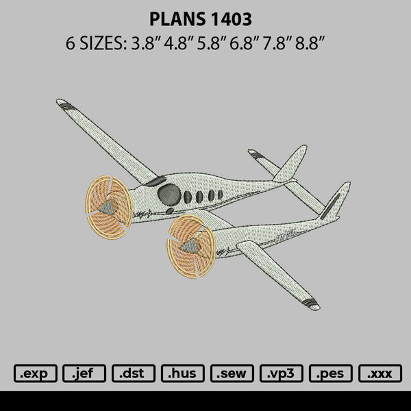 Plans 1403 Embroidery File 6 sizes