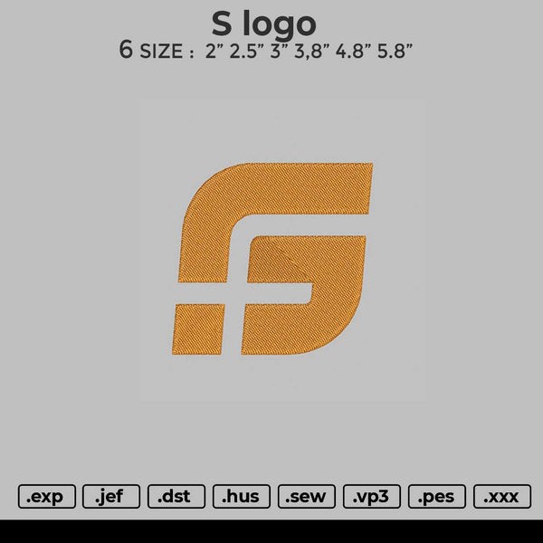 S Logo Embroidery File 4 size