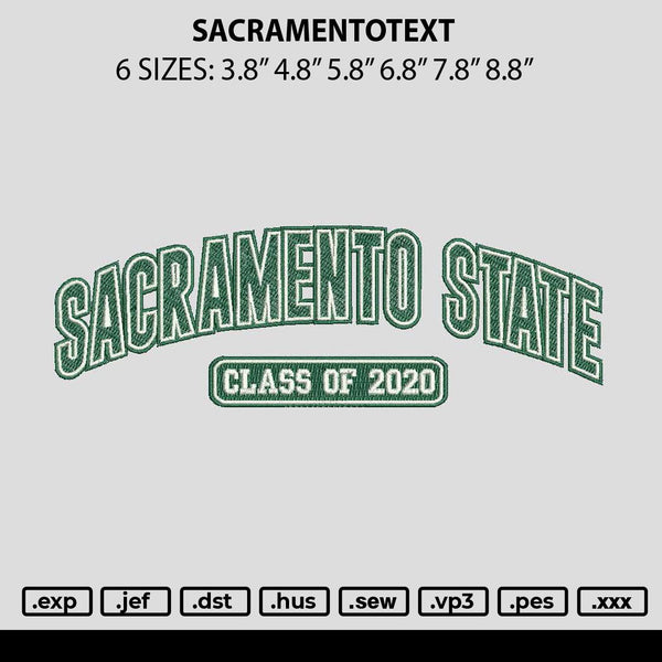 Sacramentotext Embroidery File 6 sizes