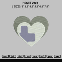 Heart 2904 Embroidery File 6 sizes