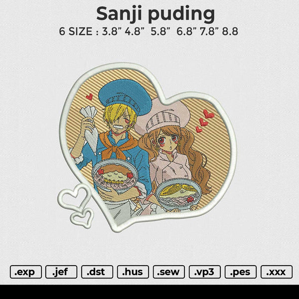 Sanji Puding Embroidery File 6 size