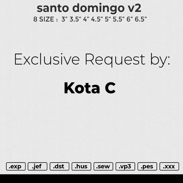 santo domingo v2 Embroidery File 6 size
