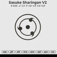 Sasuke Sharingan V2 Embroidery File 6 size