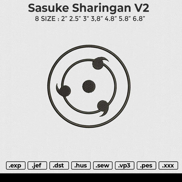 Sasuke Sharingan V2 Embroidery File 6 size