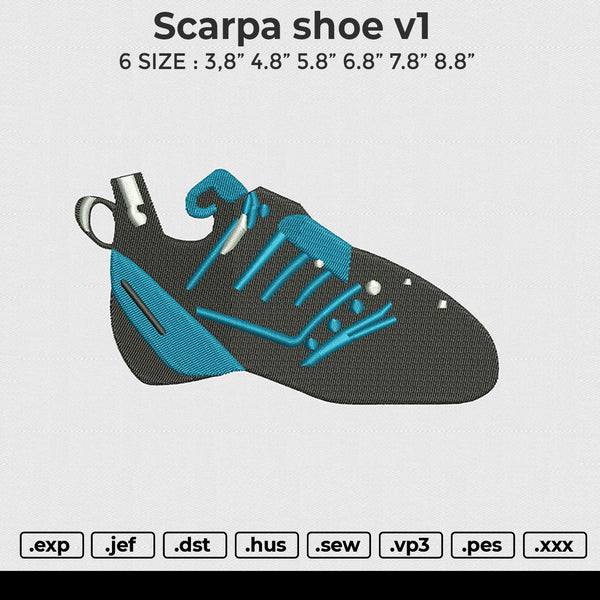 Scarpa shoe v1 Embroidery File 6 size