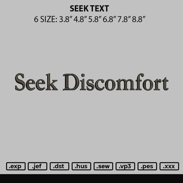 Seek Text Embroidery File 6 sizes