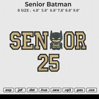 Senior Batman Embroidery File 6 size