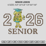 Senior Lemon Embroidery File 6 sizes