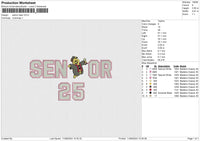 Senior Bear Embroidery File 6 size