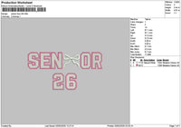 Senior26 Bow Embroidery File 6 sizes