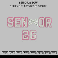 Senior26 Bow Embroidery File 6 sizes