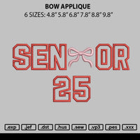 Bow Applique Embroidery File 6 sizes