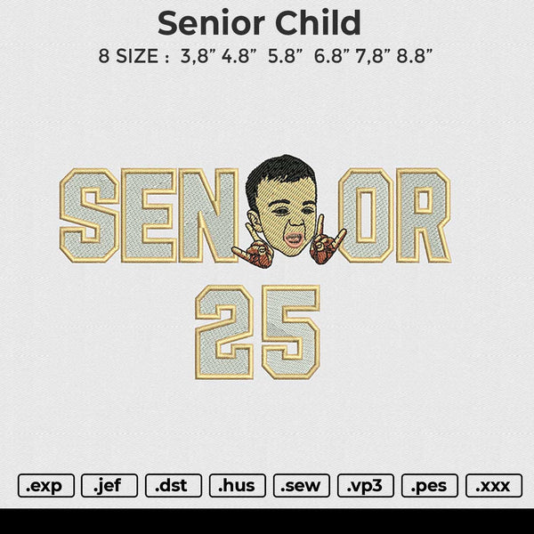 Senior Child Embroidery File 6 size