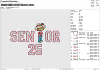 Senior Strawberry Embroidery File 6 size