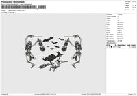 Skeleton and wizard Embroidery File 6 size