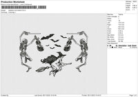 Skeleton and wizard Embroidery File 6 size