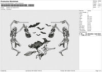 Skeleton and wizard Embroidery File 6 size