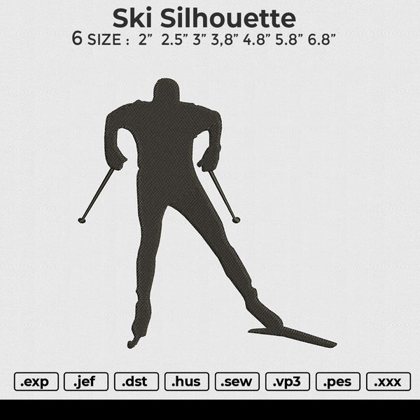 Ski Silhouette Embroidery File 6 size
