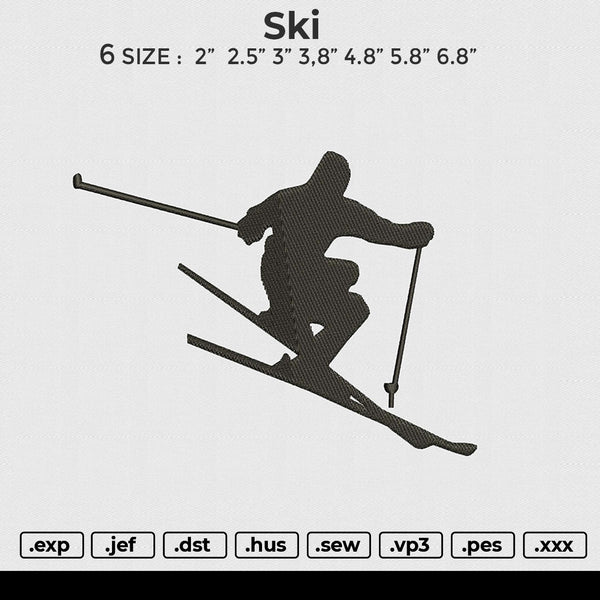 Ski Embroidery File 6 size