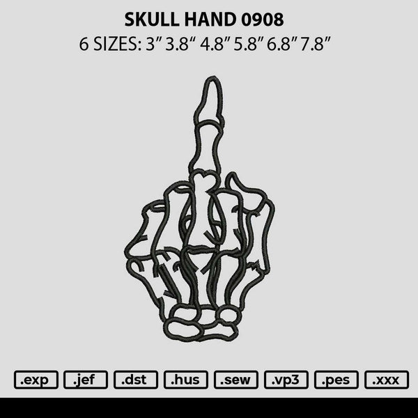 Skull Hand 0908 Embroidery File 6 sizes