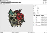 Skull roses flowers Butterfly Embroidery File 6 size