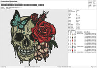 Skull roses flowers Butterfly Embroidery File 6 size