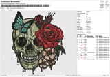 Skull roses flowers Butterfly Embroidery File 6 size