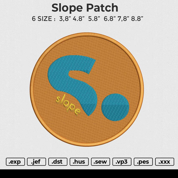 Slope Patch Embroidery File 6 size