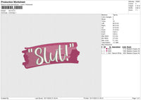 SLUT Embroidery File 6 size