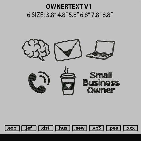 Ownertext V1 Embroidery File 6 sizes
