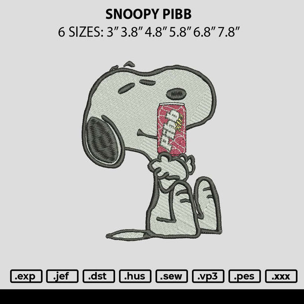 Snoopy Pibb Embroidery File 6 sizes