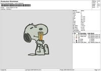 Snoopy Dunkin Embroidery File 6 sizes