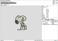 Snoopy Dunkin Embroidery File 6 sizes
