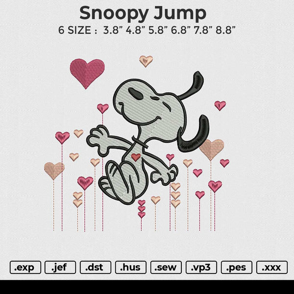 Snoopy Jump Embroidery File 6 size