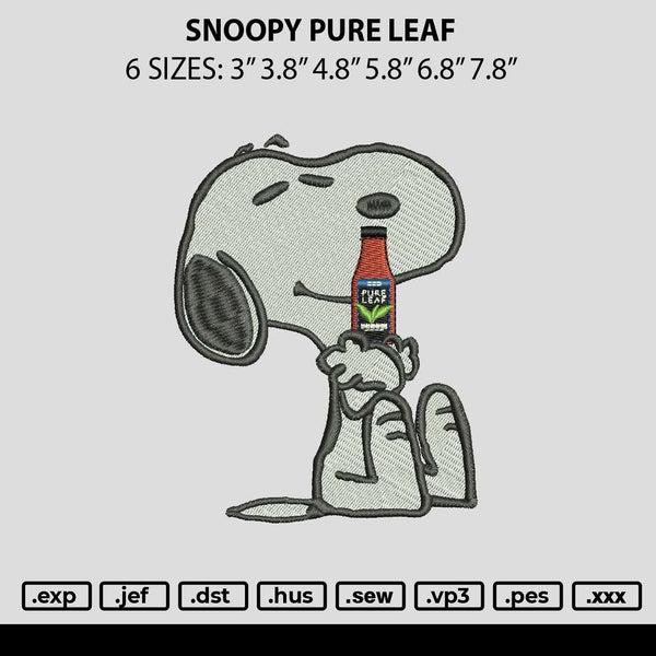 Snoopy Pure Leaf Embroidery File 6 sizes