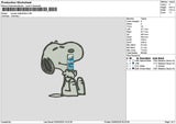 Snoopy Redbull Blue Embroidery File 6 sizes