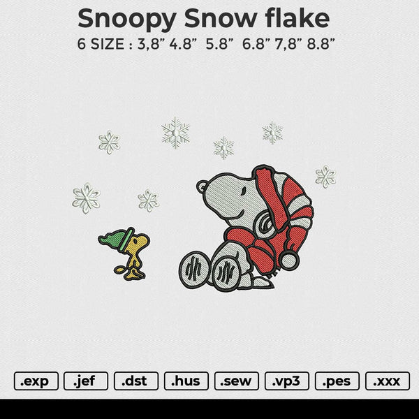 Snoopy Snow flake Embroidery File 6 size